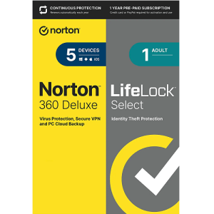 Norton 360 Deluxe with LifeLock Select – 1-Year / 5-Device – USA