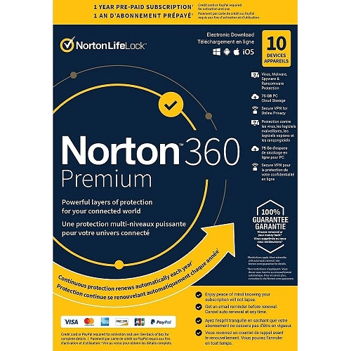 Norton 360 Premium – 1-Year / 10-Device – USA/Canada